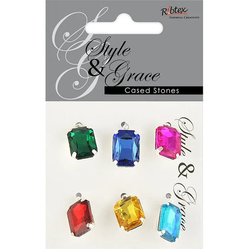 Assorted Colours Rectangle Rhinestone Pendant Charms